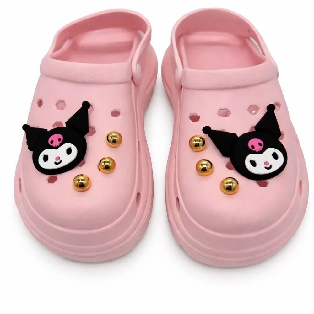 Sanrio Kuromi Pink Clogs Slides Size 8 NWOT Cute Kawaii Comfort Shoes w/ Charms